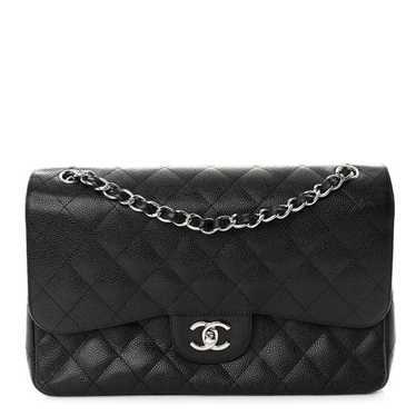 CHANEL Caviar Quilted Jumbo Double Flap Black