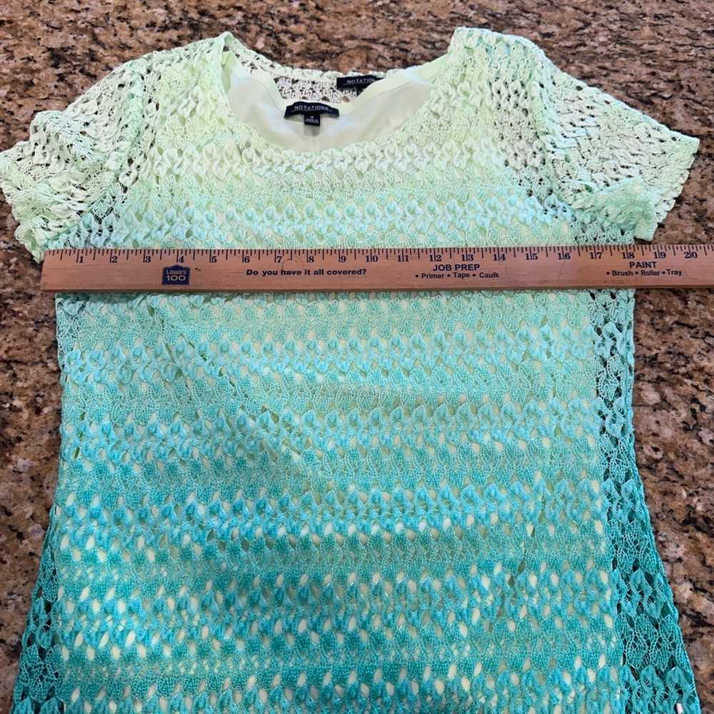 Notations Women’s y2k Green Ombre Crochet top wit… - image 5