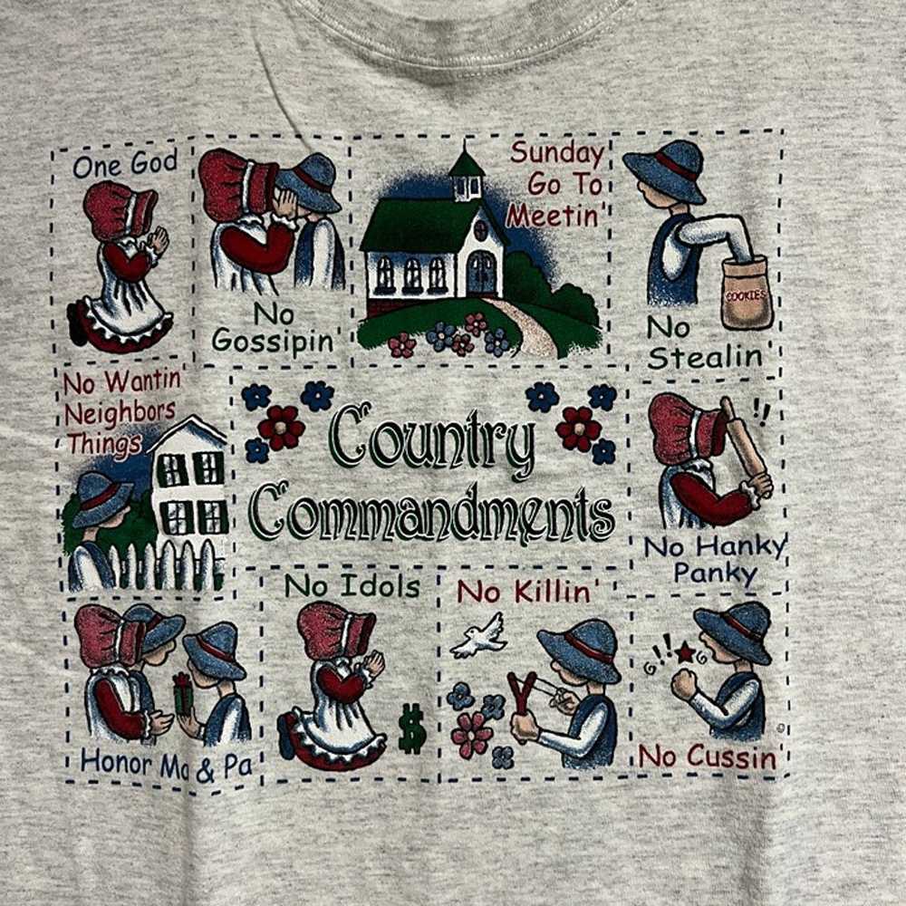 Vintage Women's Country Commandments T-Shirt 90's - image 2