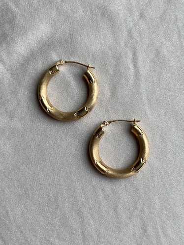 Vintage 14K Gold Matte & Polished Hoops | Used,…