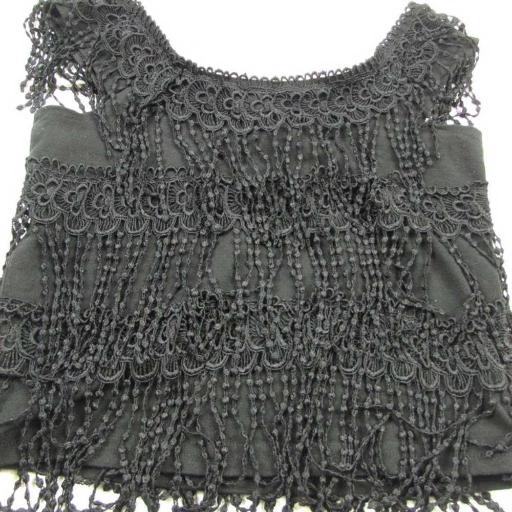 Black Fringe Crop Tank Top BOHO Festival - image 7