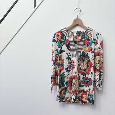 Tory Burch/Floral/Silk/Linen/Printed Tunic/Colorf… - image 1