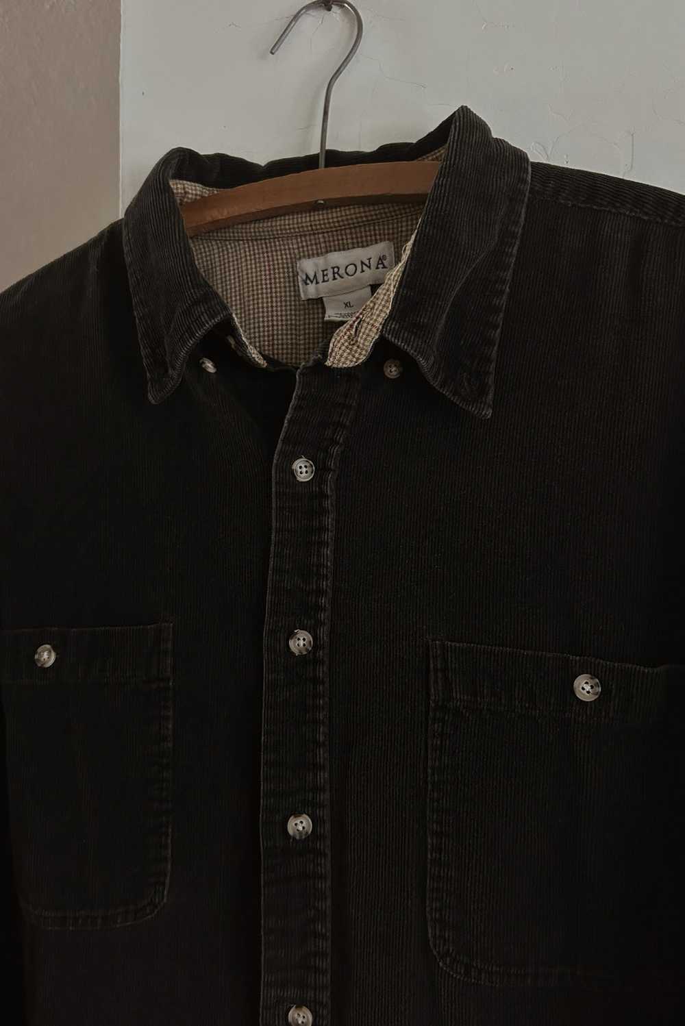 1990's BLACK COTTON CORD SHIRT - image 3