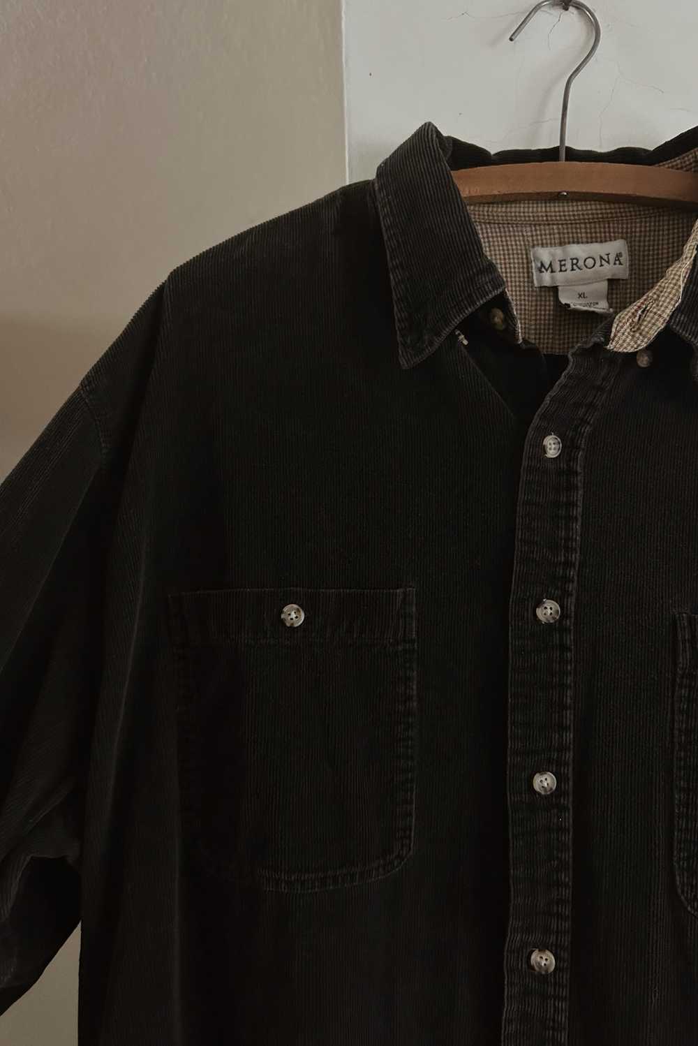 1990's BLACK COTTON CORD SHIRT - image 5