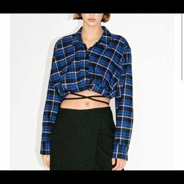 ZARA short-length checked flannel shirt cropped lo