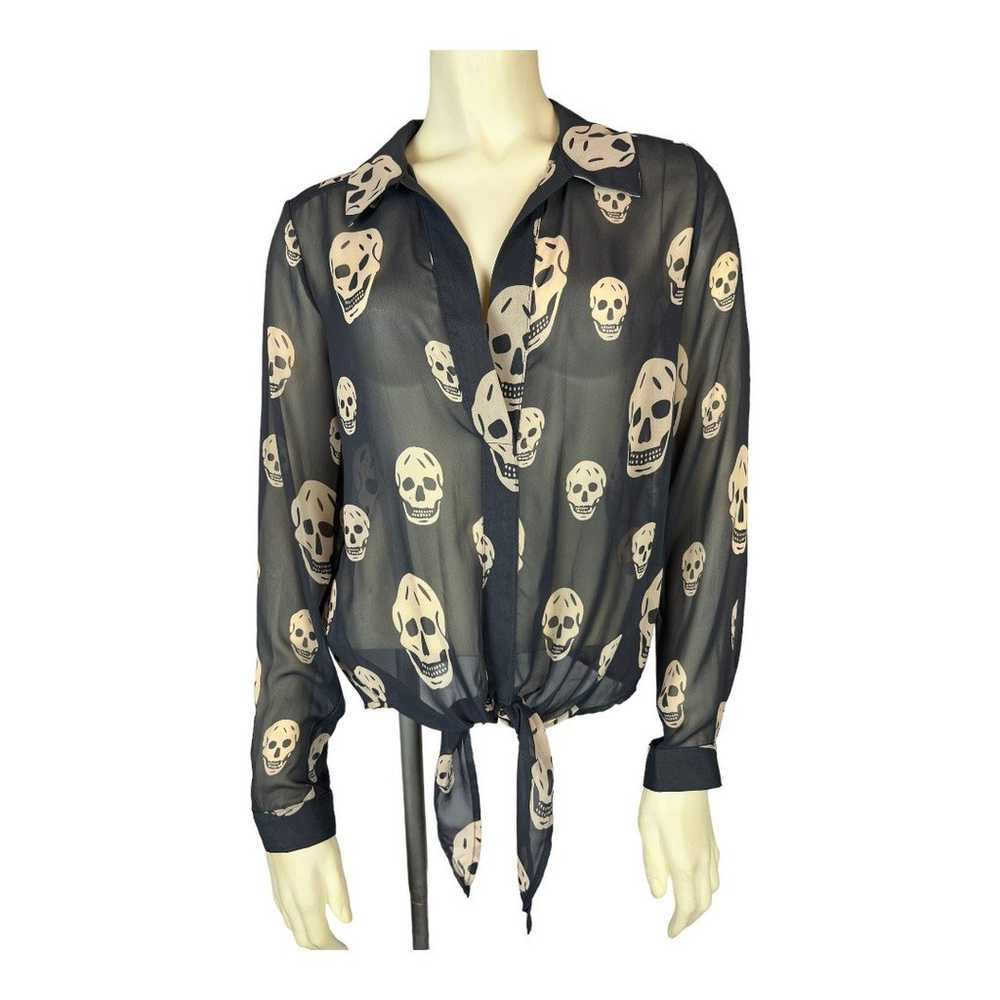 Vintage Havana sheer skull print Womens Blouse Sh… - image 1