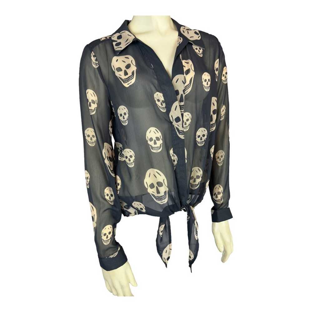 Vintage Havana sheer skull print Womens Blouse Sh… - image 2