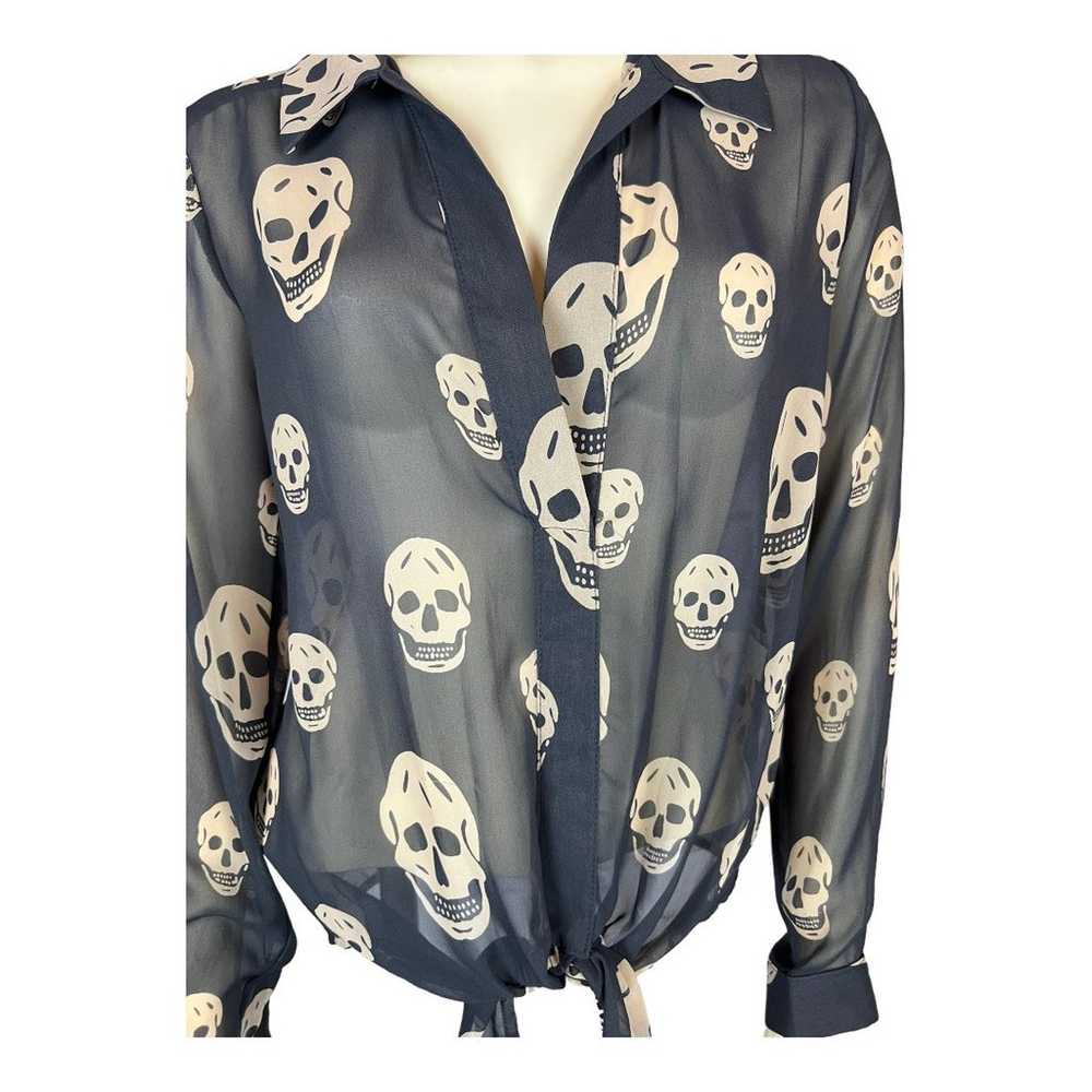 Vintage Havana sheer skull print Womens Blouse Sh… - image 5