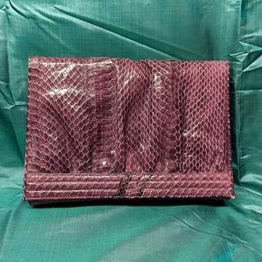 Vintage 70s Genuine Snakeskin Clutch Bag +Shoulde… - image 1