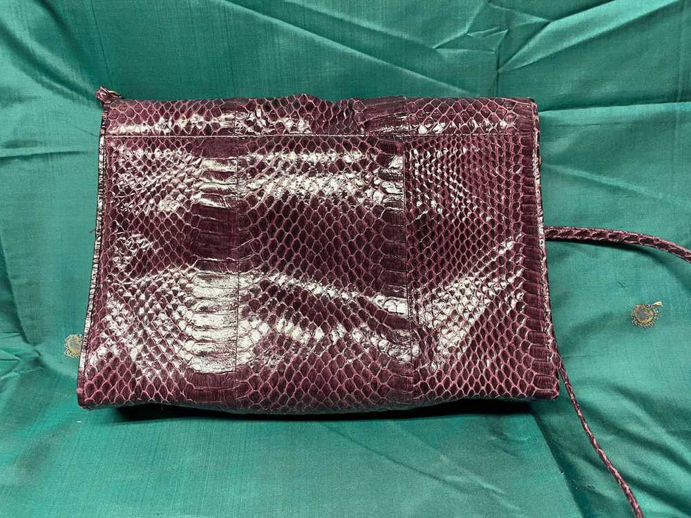 Vintage 70s Genuine Snakeskin Clutch Bag +Shoulde… - image 6