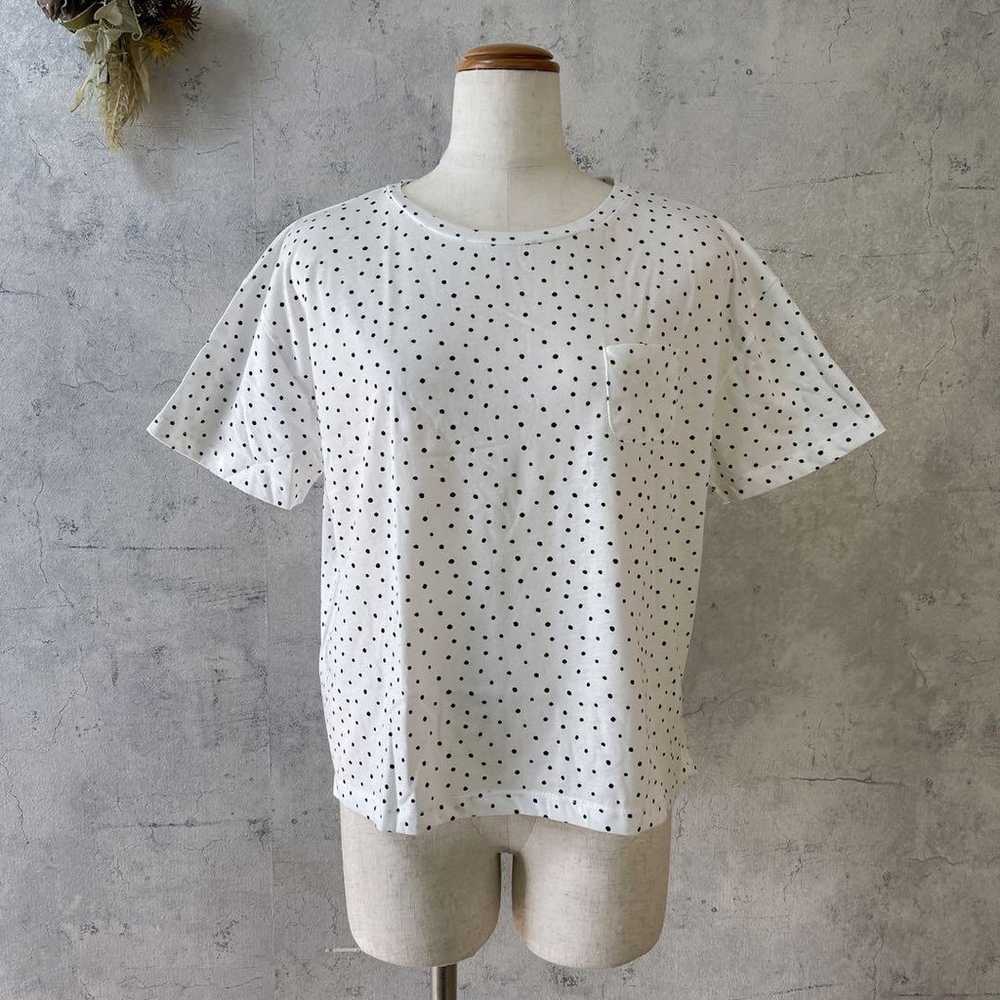 【ehka sopo】M Crew Neck T White Dot Simple Tops - image 1