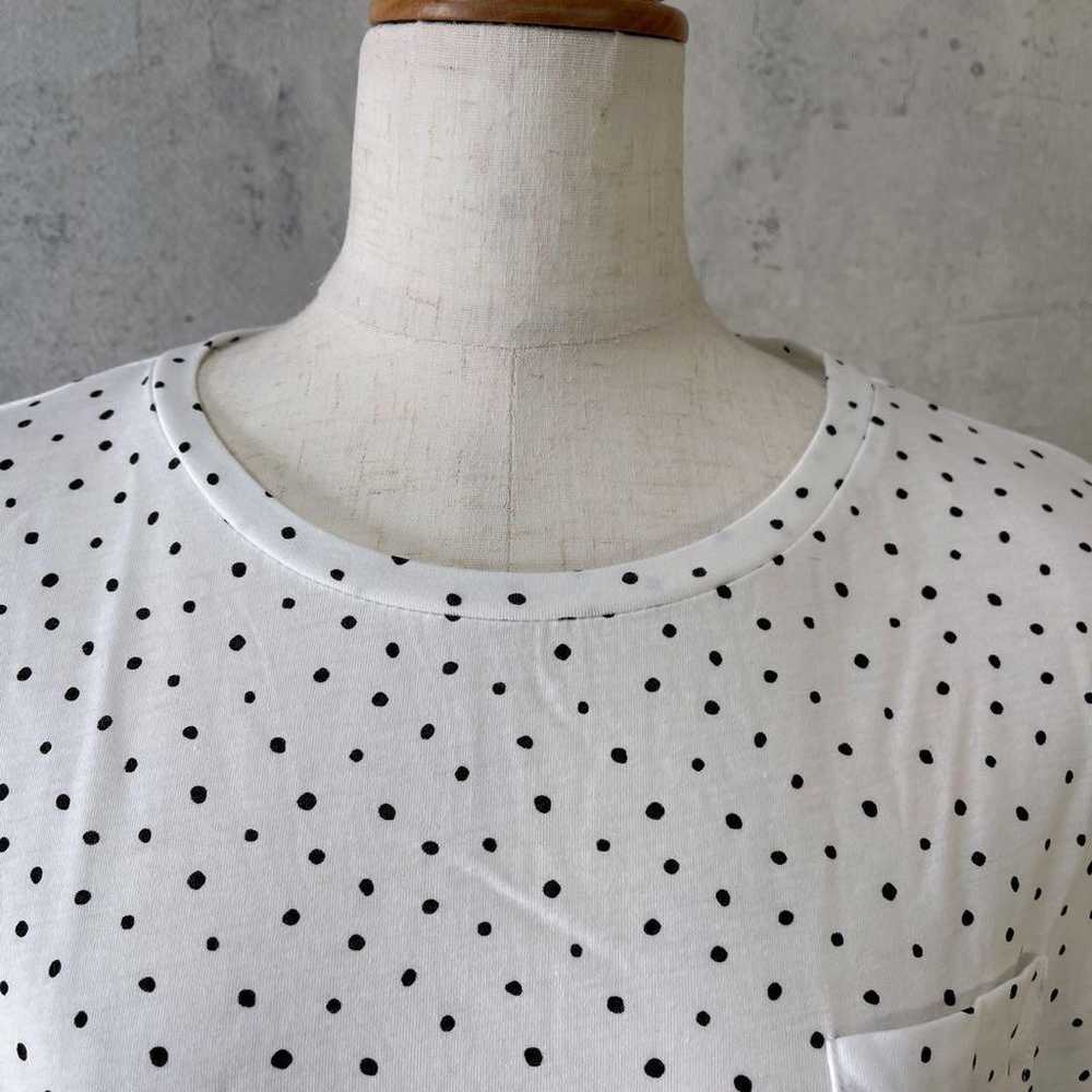 【ehka sopo】M Crew Neck T White Dot Simple Tops - image 4