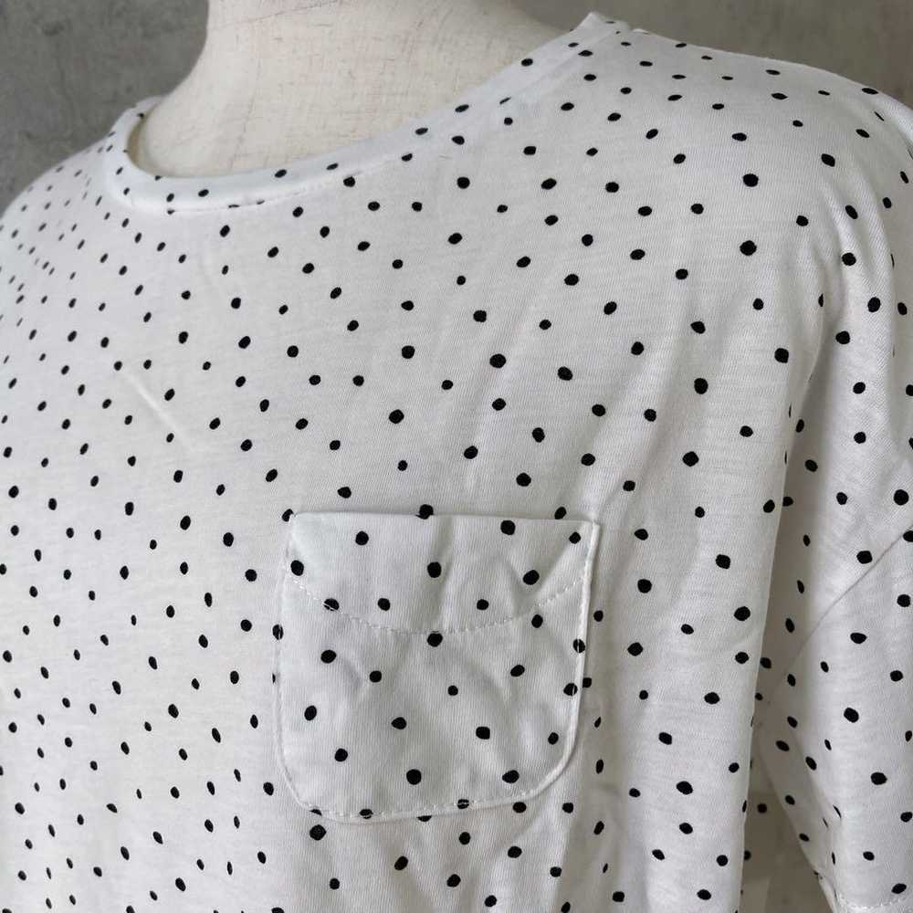 【ehka sopo】M Crew Neck T White Dot Simple Tops - image 5