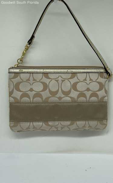 Coach Mini Beige Light Brown Wristlet Wallet