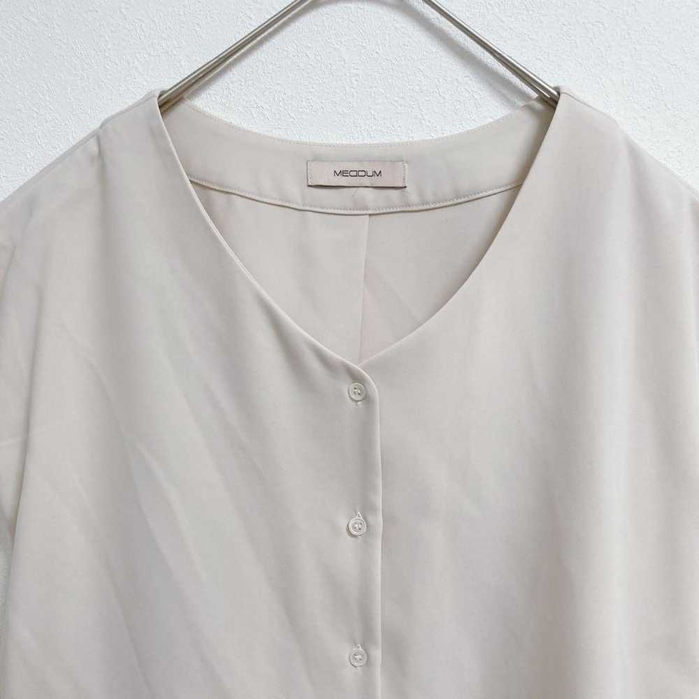 Medum French sleeve blouse, size 38, beige, front… - image 5