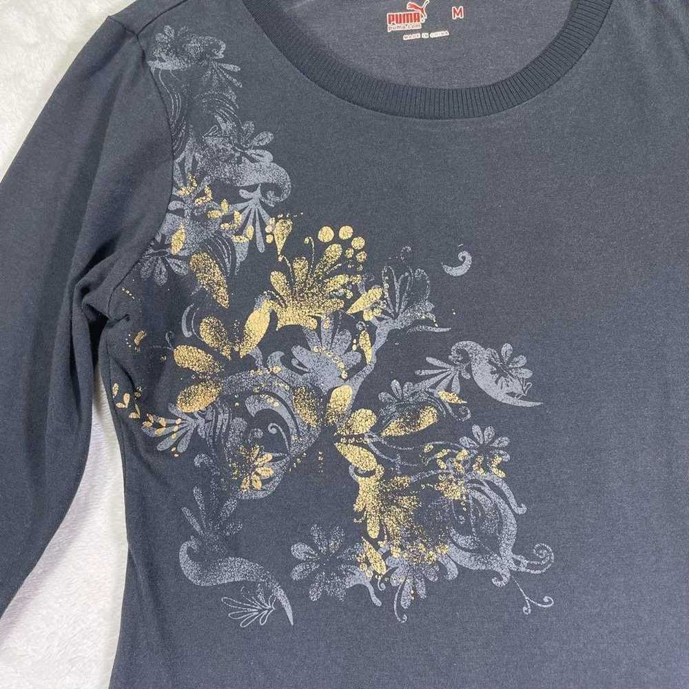 【PUMA】Long T-shirt with Gold Print, Floral Patter… - image 5