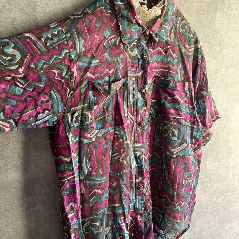 Vintage Retro Patterned Cotton Shirt, Rare Used V… - image 12