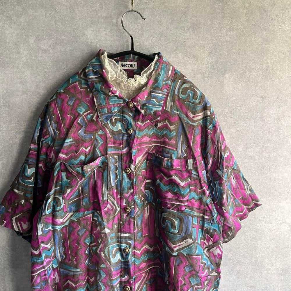 Vintage Retro Patterned Cotton Shirt, Rare Used V… - image 9