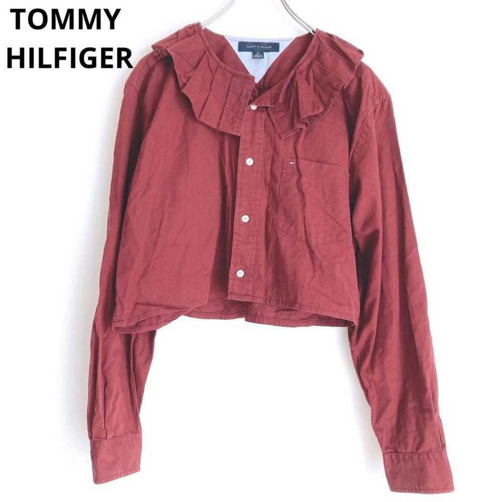 Tommy Hilfiger top blouse short length wine red b… - image 1