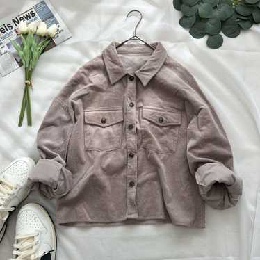 902 ING INGNI Corduroy Shirt Gray Beige Top Coat - image 1