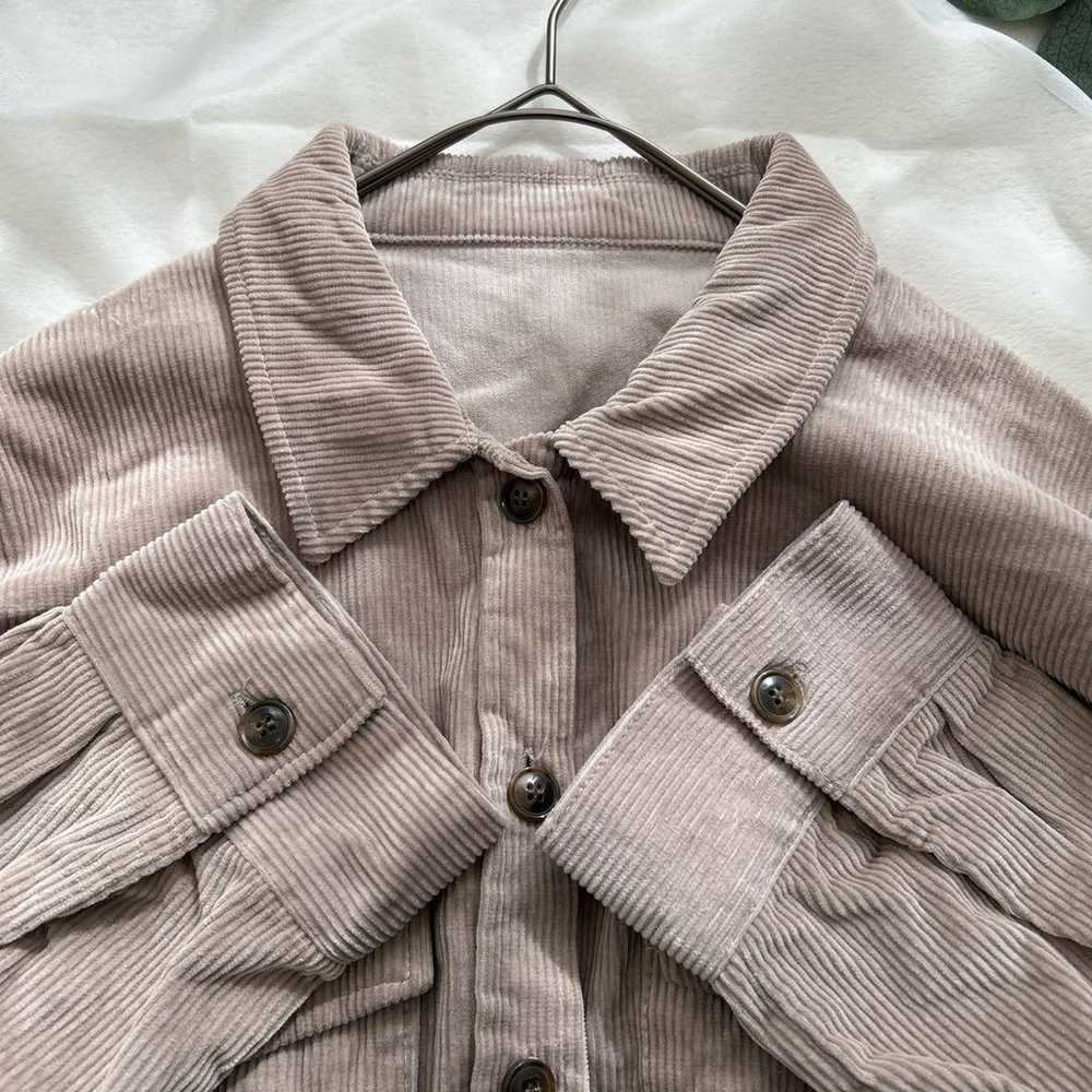 902 ING INGNI Corduroy Shirt Gray Beige Top Coat - image 2