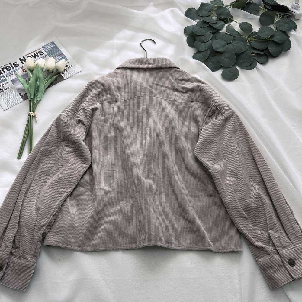 902 ING INGNI Corduroy Shirt Gray Beige Top Coat - image 8