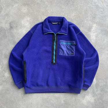 Patagonia Vintage 80s 90s USA Blue Synchilla on sale Fleece 1/2 Zip Pullover Jacket XS