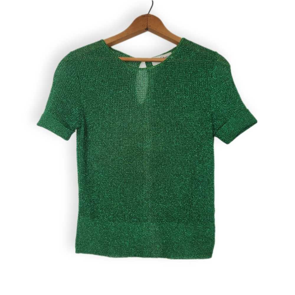 Pierre Cardin Vintage Sparkly Green  Short Sleeve… - image 1