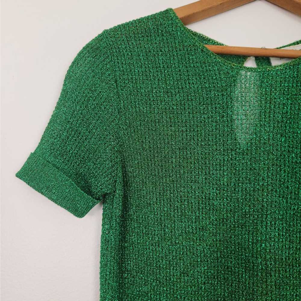 Pierre Cardin Vintage Sparkly Green  Short Sleeve… - image 3