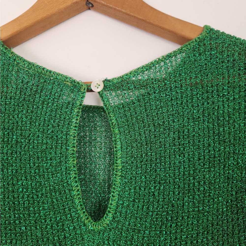 Pierre Cardin Vintage Sparkly Green  Short Sleeve… - image 4