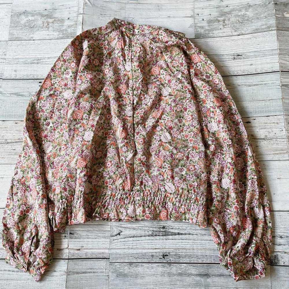 Showa retro colorful floral long-sleeve blouse wi… - image 3