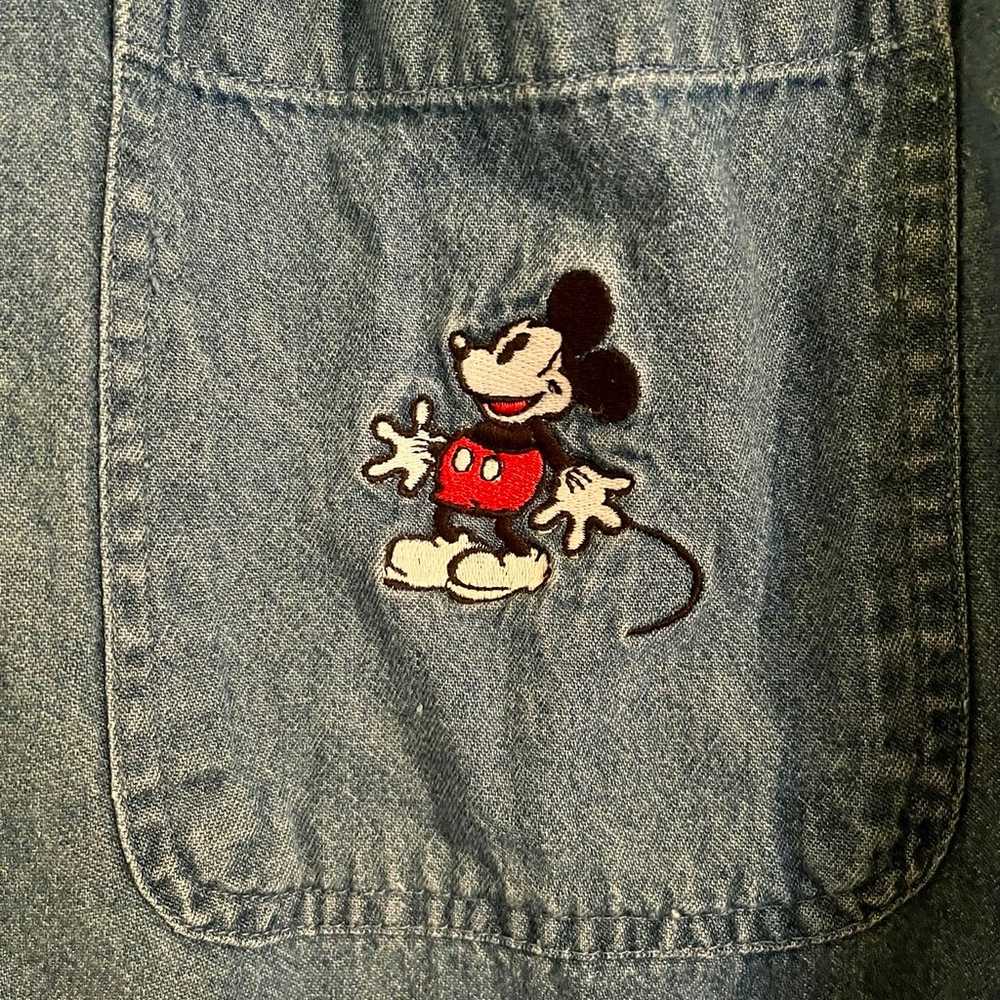 Vintage Mickey Mouse Denim Button Up Shirt - image 2