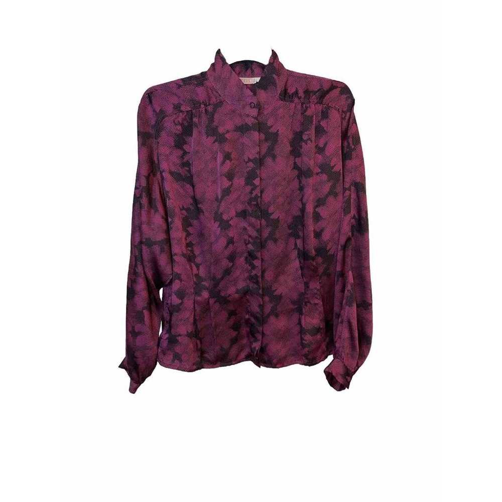 Vintage TESS Paris Milano Blouse Black And Purple… - image 1