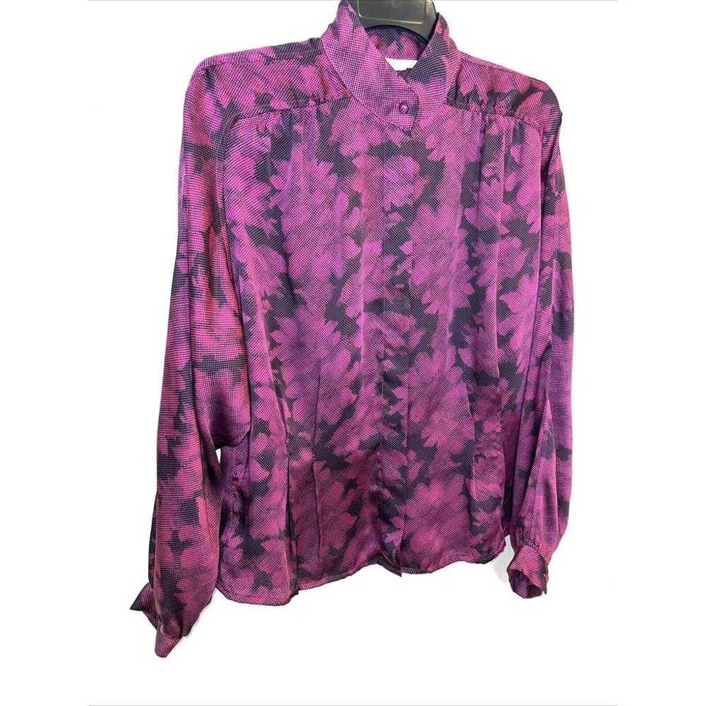 Vintage TESS Paris Milano Blouse Black And Purple… - image 2