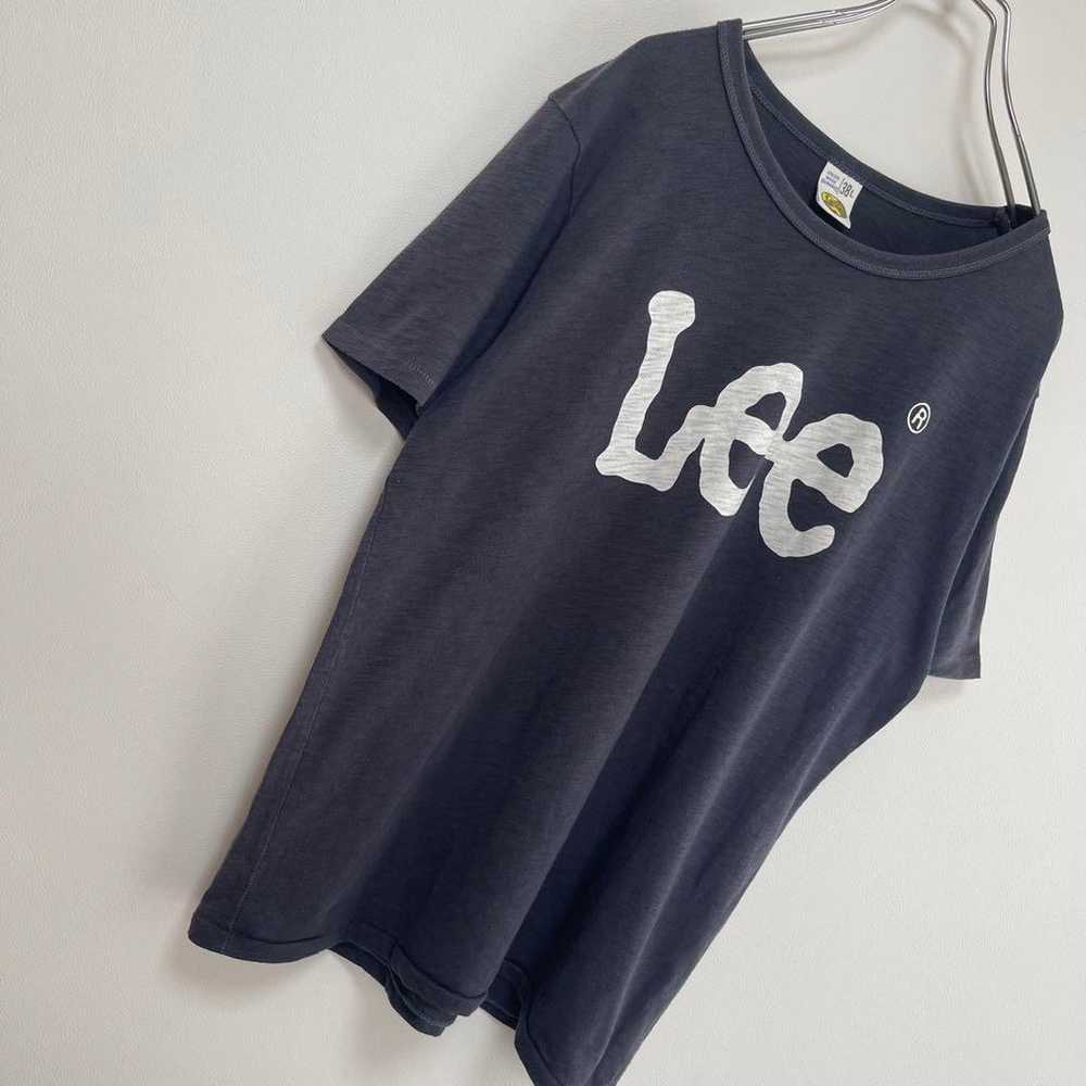 Lee T-shirt Short Sleeve Print Logo Big Logo Navy… - image 10