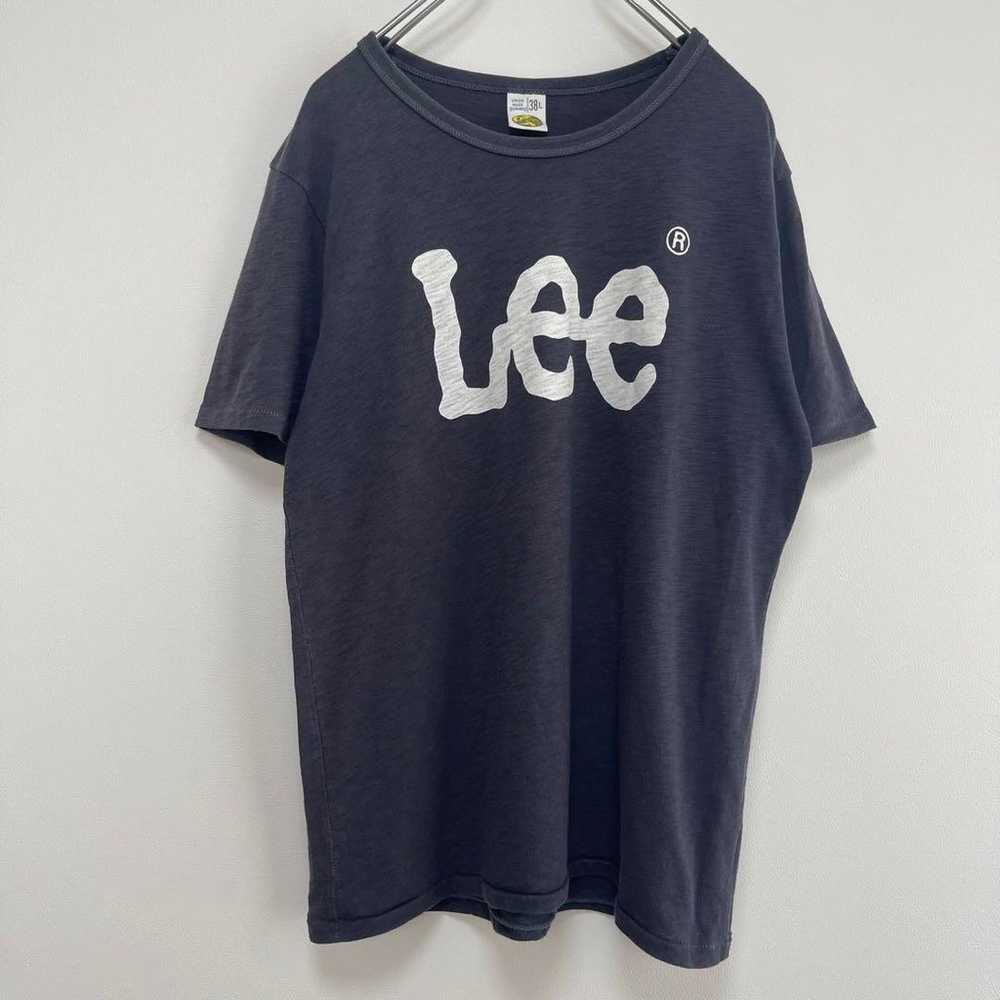 Lee T-shirt Short Sleeve Print Logo Big Logo Navy… - image 2