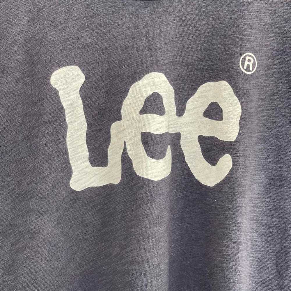 Lee T-shirt Short Sleeve Print Logo Big Logo Navy… - image 3