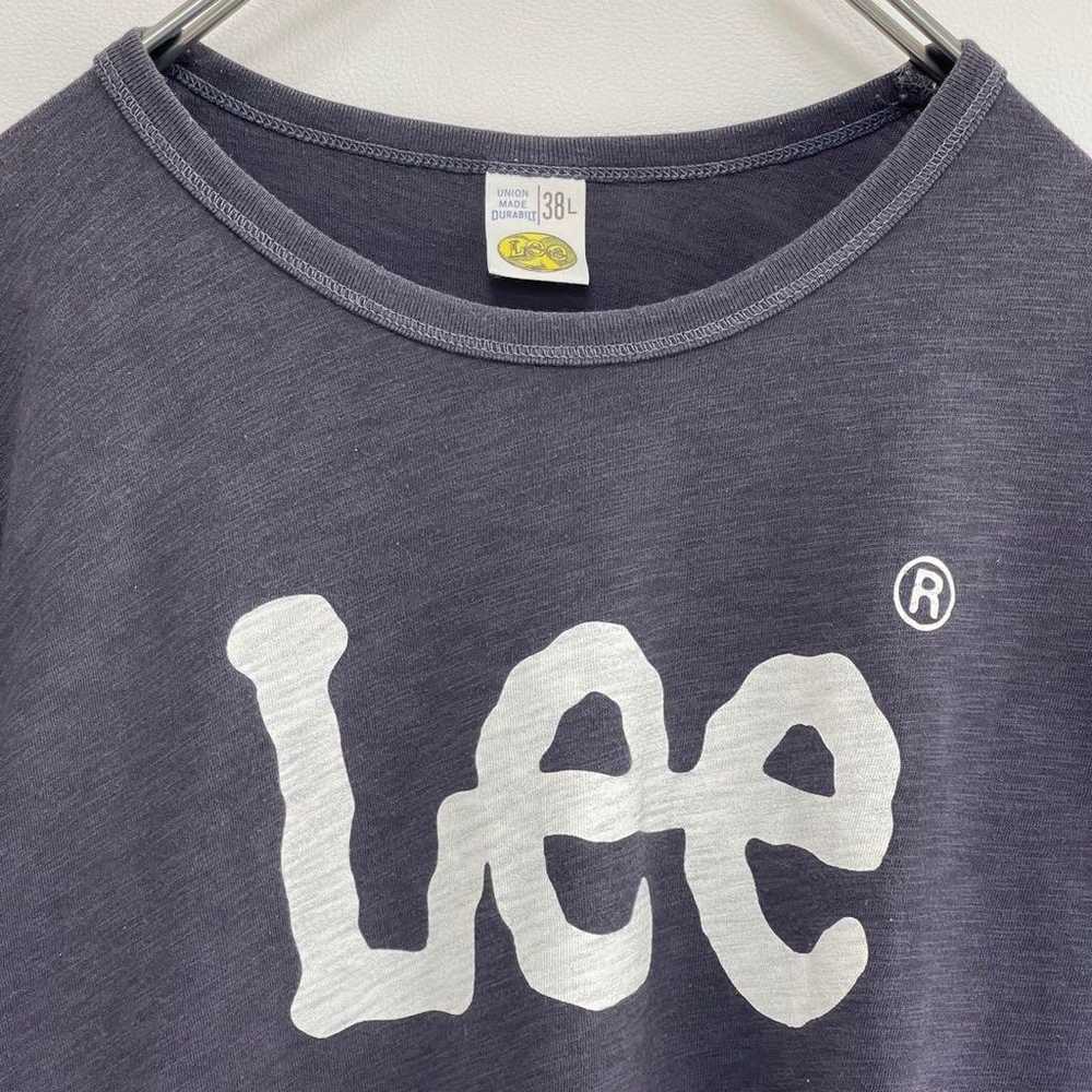 Lee T-shirt Short Sleeve Print Logo Big Logo Navy… - image 4