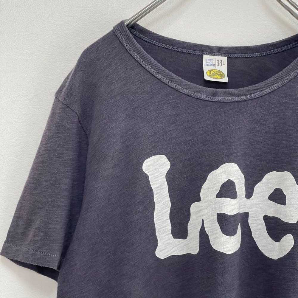 Lee T-shirt Short Sleeve Print Logo Big Logo Navy… - image 5