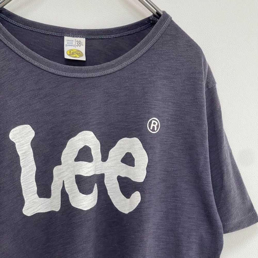 Lee T-shirt Short Sleeve Print Logo Big Logo Navy… - image 6