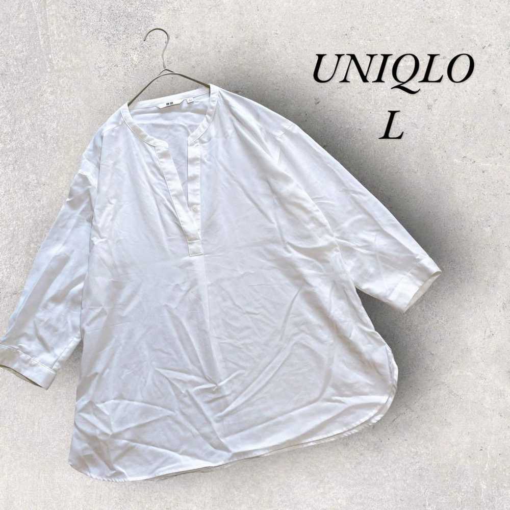 UNIQLO L size shirt blouse with a stand-up collar… - image 1