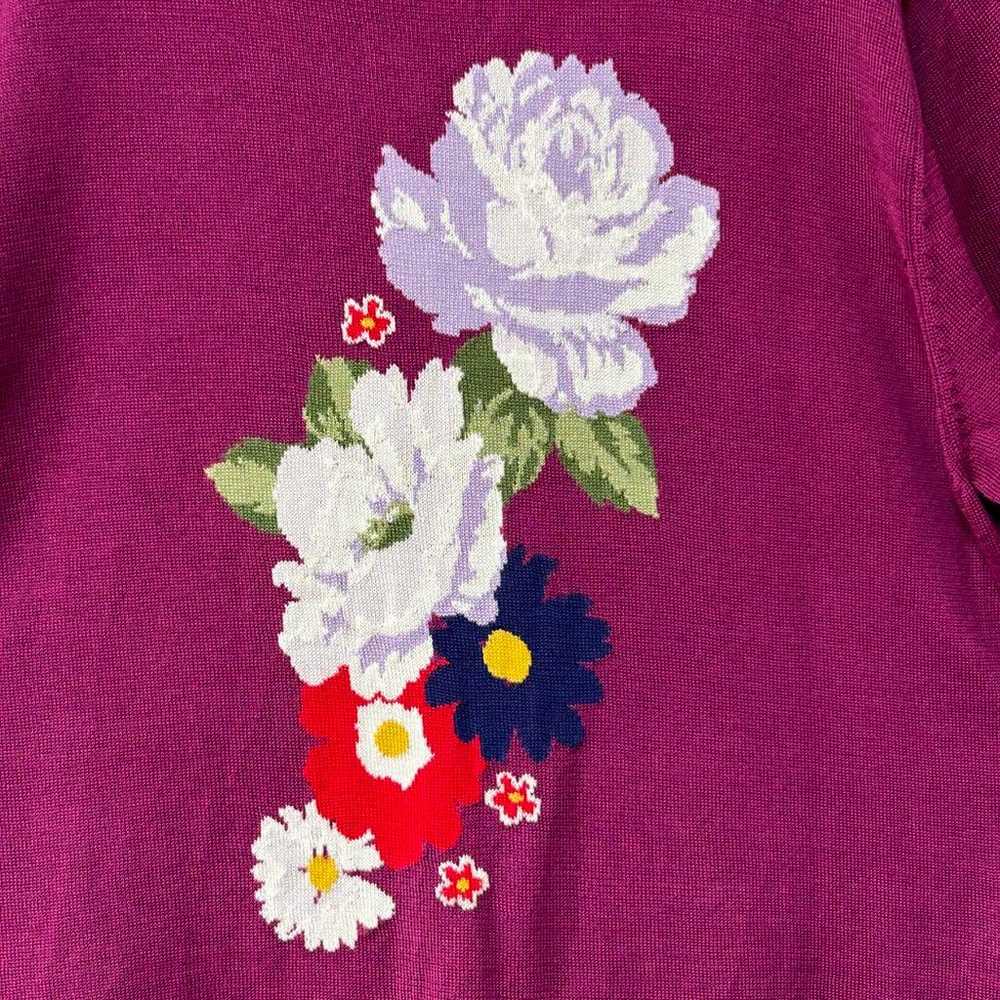 Vintage summer knit summer sweater pink floral pa… - image 6