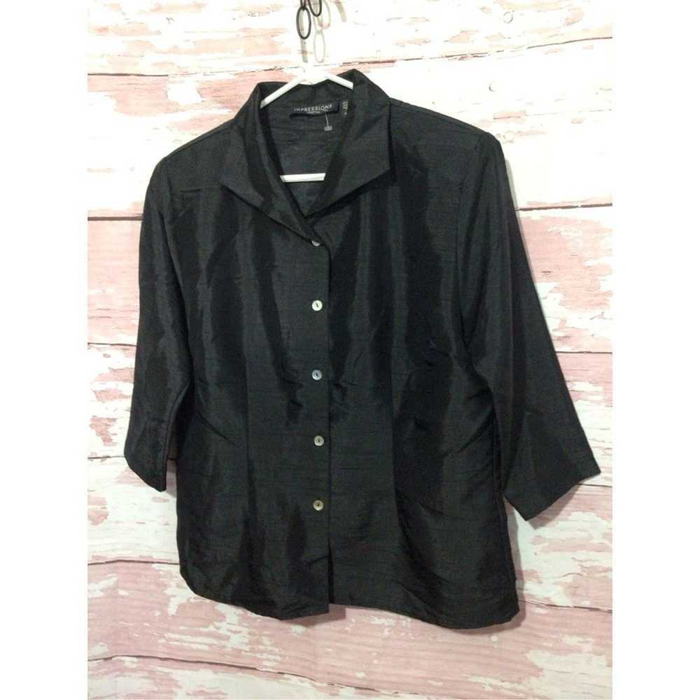 Vintage Vintage Impressions Blouse 80’s Black But… - image 10