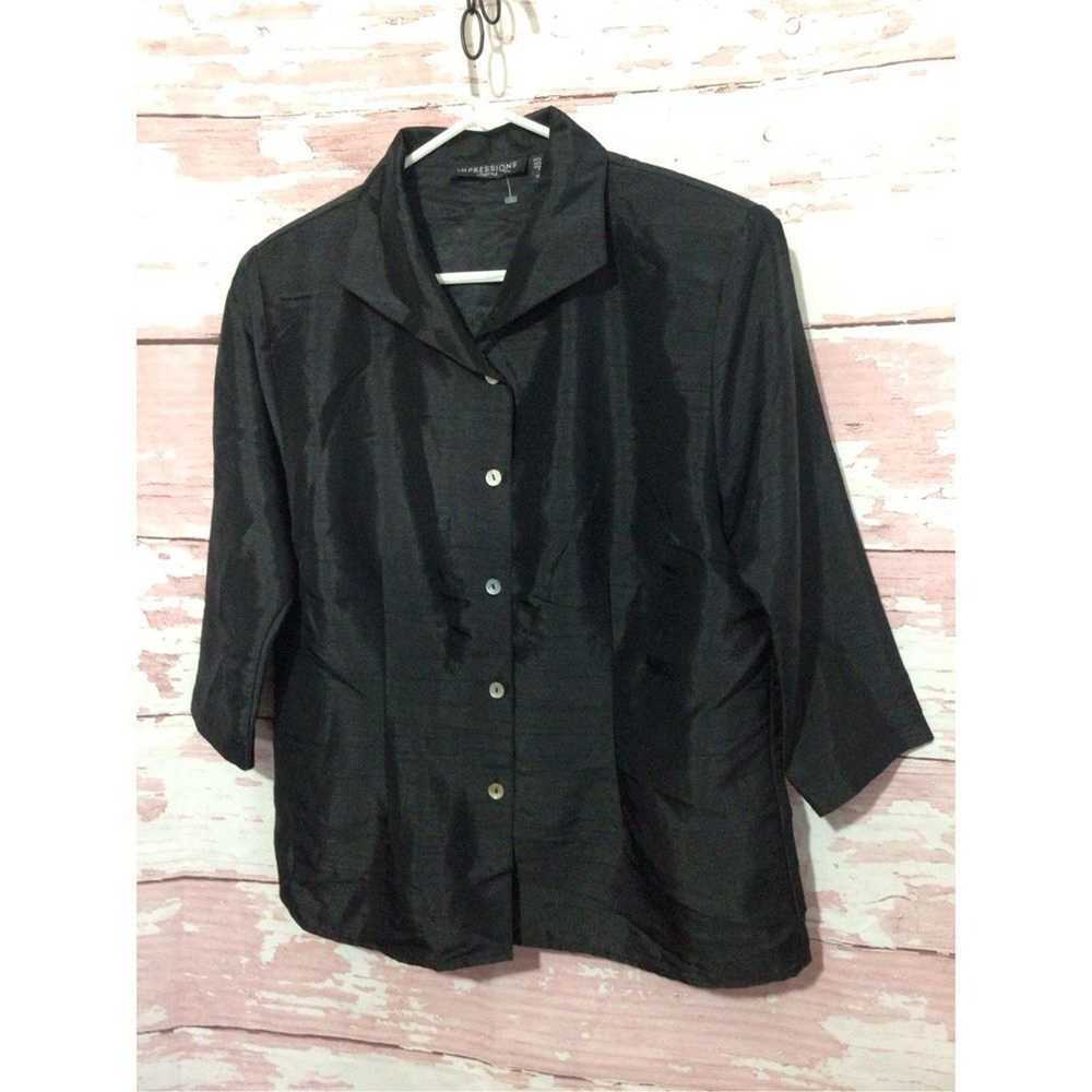 Vintage Vintage Impressions Blouse 80’s Black But… - image 11