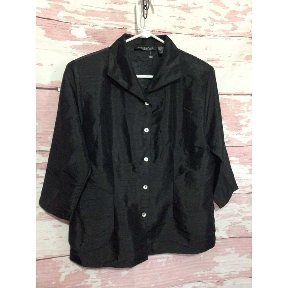 Vintage Vintage Impressions Blouse 80’s Black But… - image 6