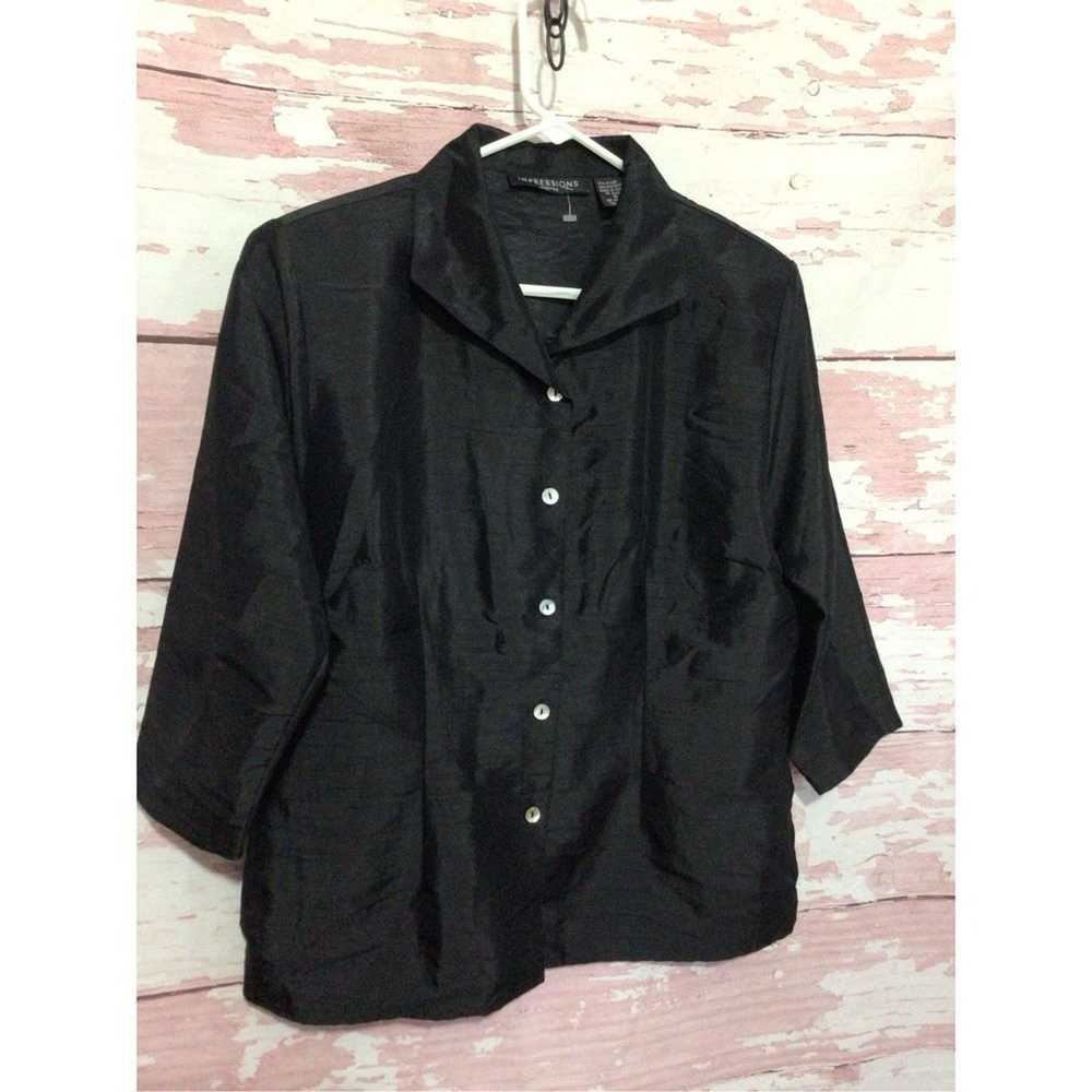 Vintage Vintage Impressions Blouse 80’s Black But… - image 7