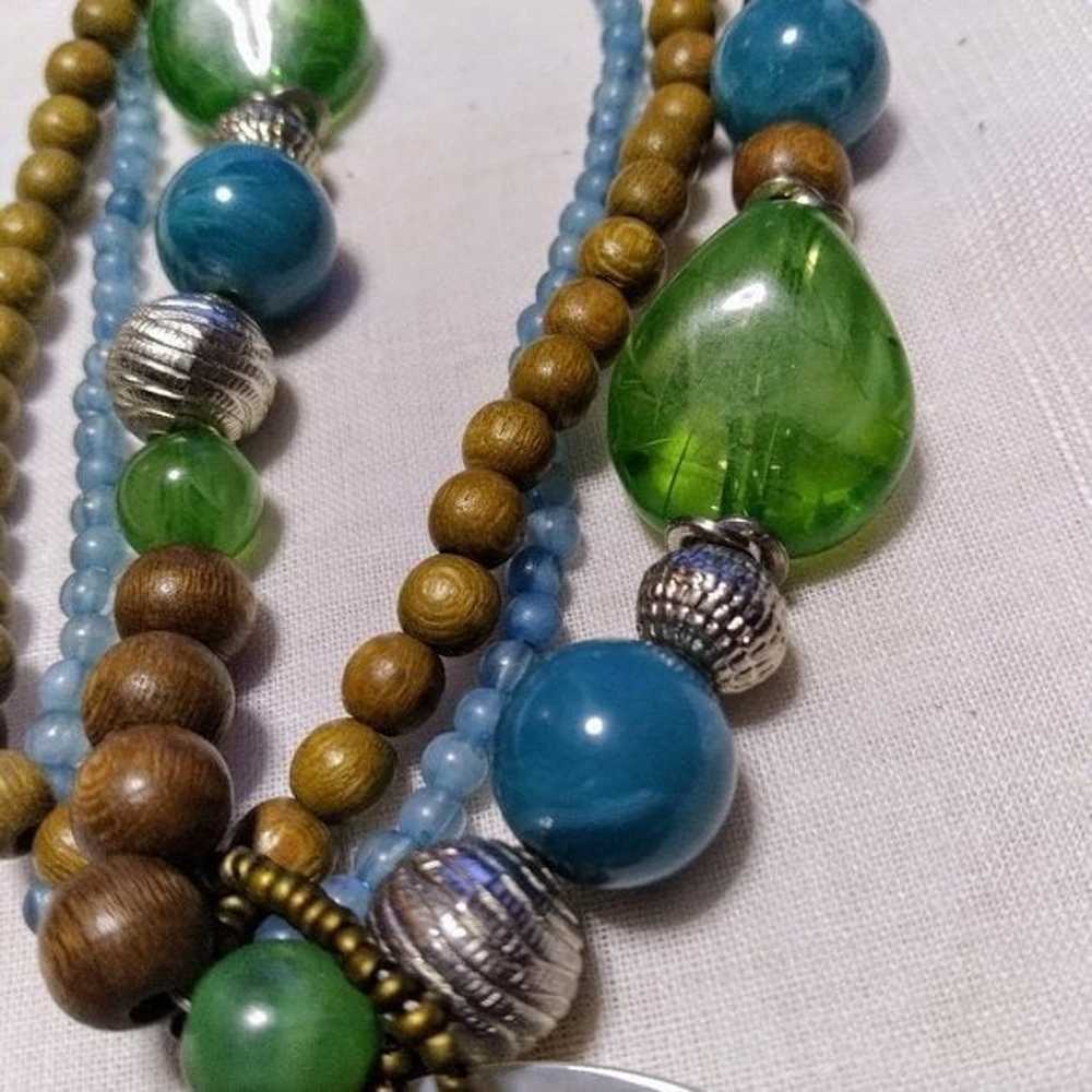 Multi Strand Blue Bead Abalone Shell Necklace - image 11