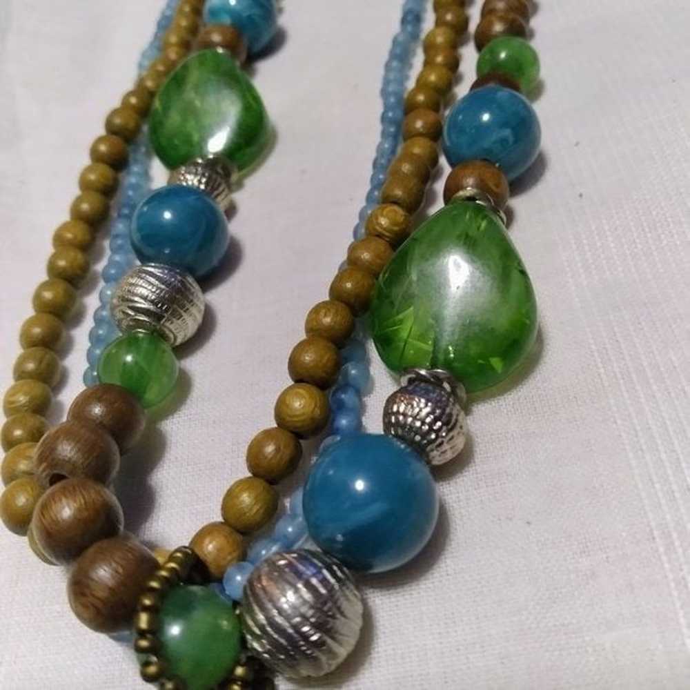 Multi Strand Blue Bead Abalone Shell Necklace - image 6