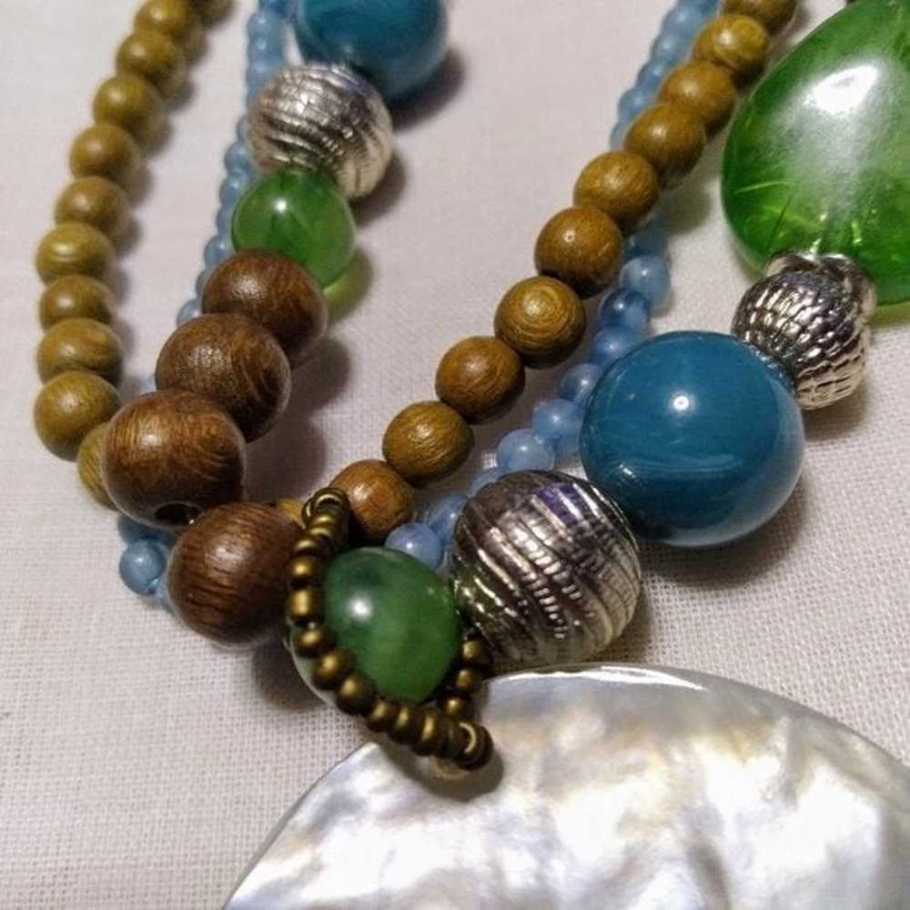 Multi Strand Blue Bead Abalone Shell Necklace - image 7