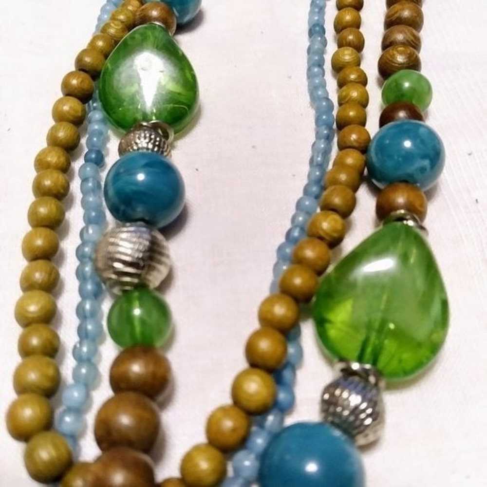 Multi Strand Blue Bead Abalone Shell Necklace - image 9